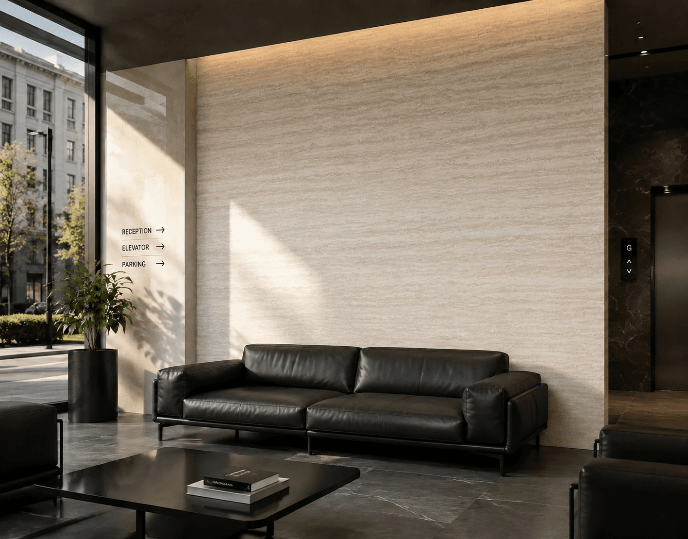 Zarrin Building Project — Vein-Cut Abbas Abad Travertine, photo 5