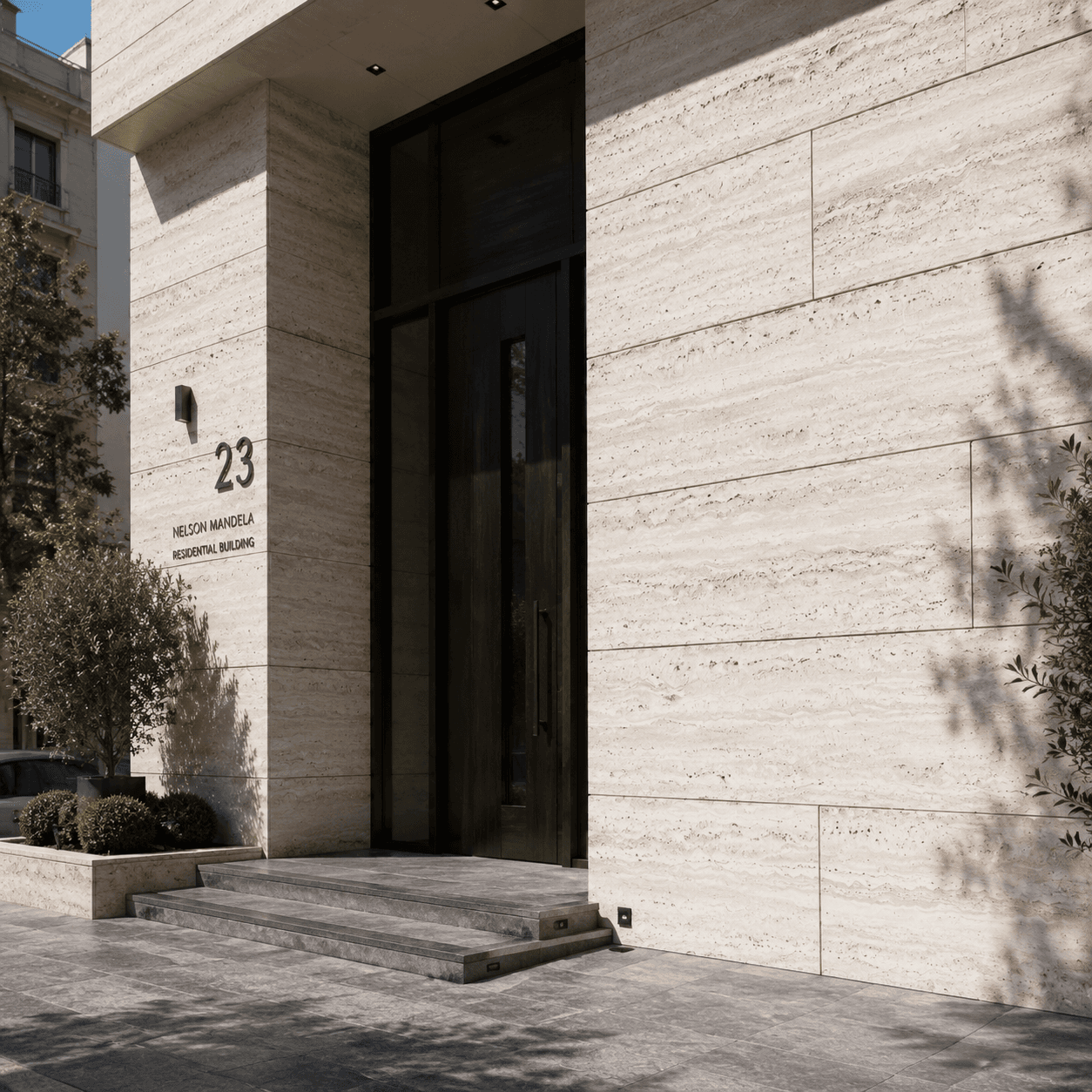 Zarrin Building Project — Vein-Cut Abbas Abad Travertine, photo 2