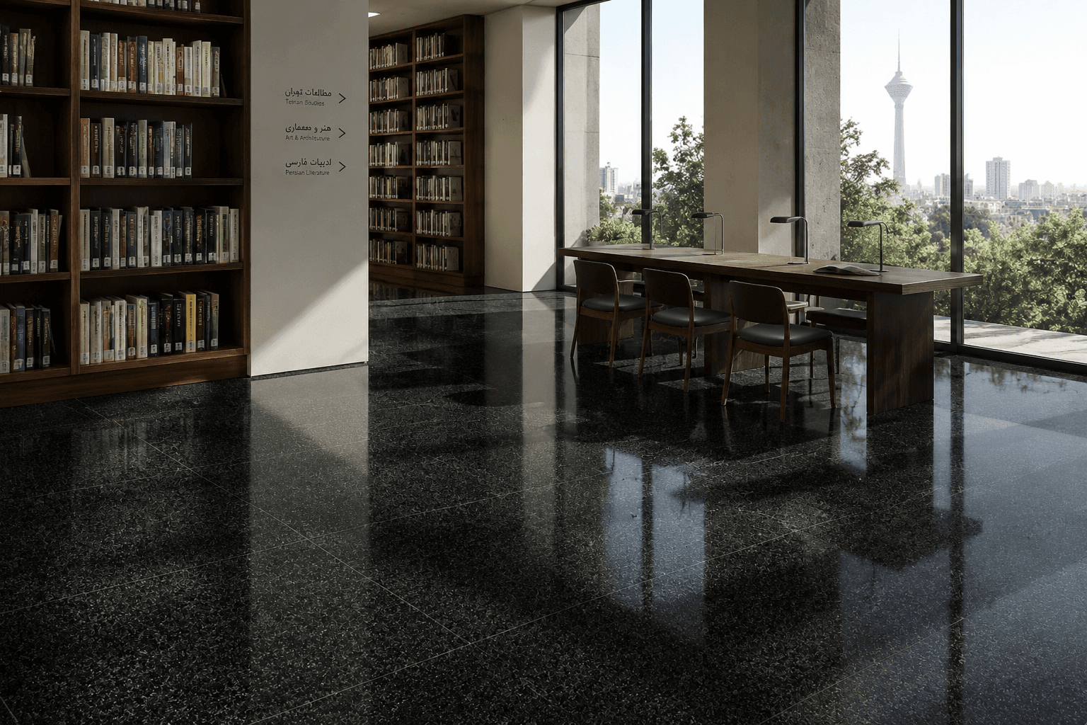 پروژه کتابخانه شهریور — گرانیت مشکی زنجان