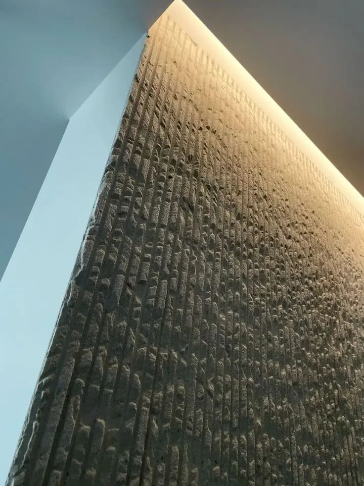 دیوار سنگی بافتدار در یک پروژه