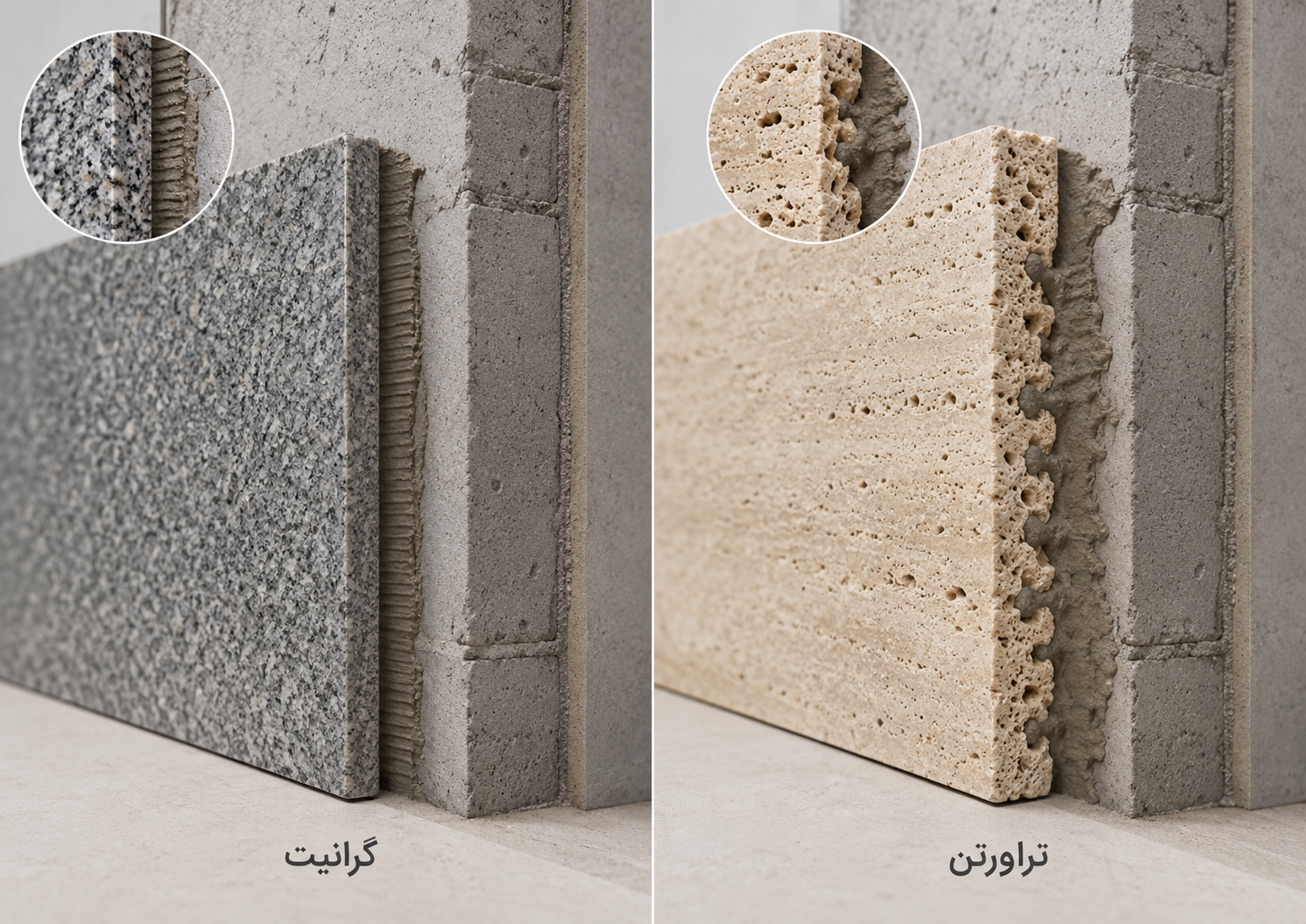 چسبندگی و تخلخل سنگ نما