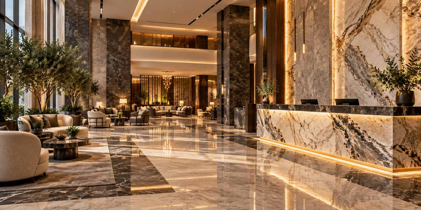 بهترین سنگ برای هتل و فضای Hospitality چیست؟ راهنمای انتخاب برای لابی، کف، دیوار و سرویس‌ها