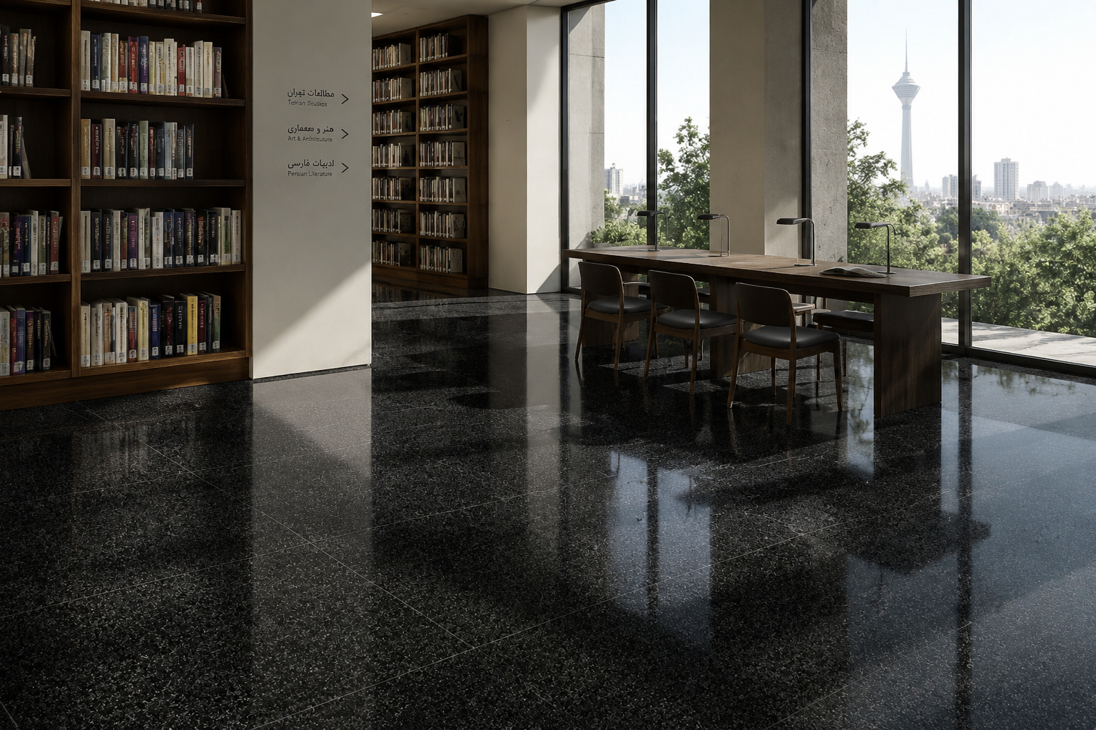 پروژه کتابخانه شهریور — گرانیت مشکی زنجان