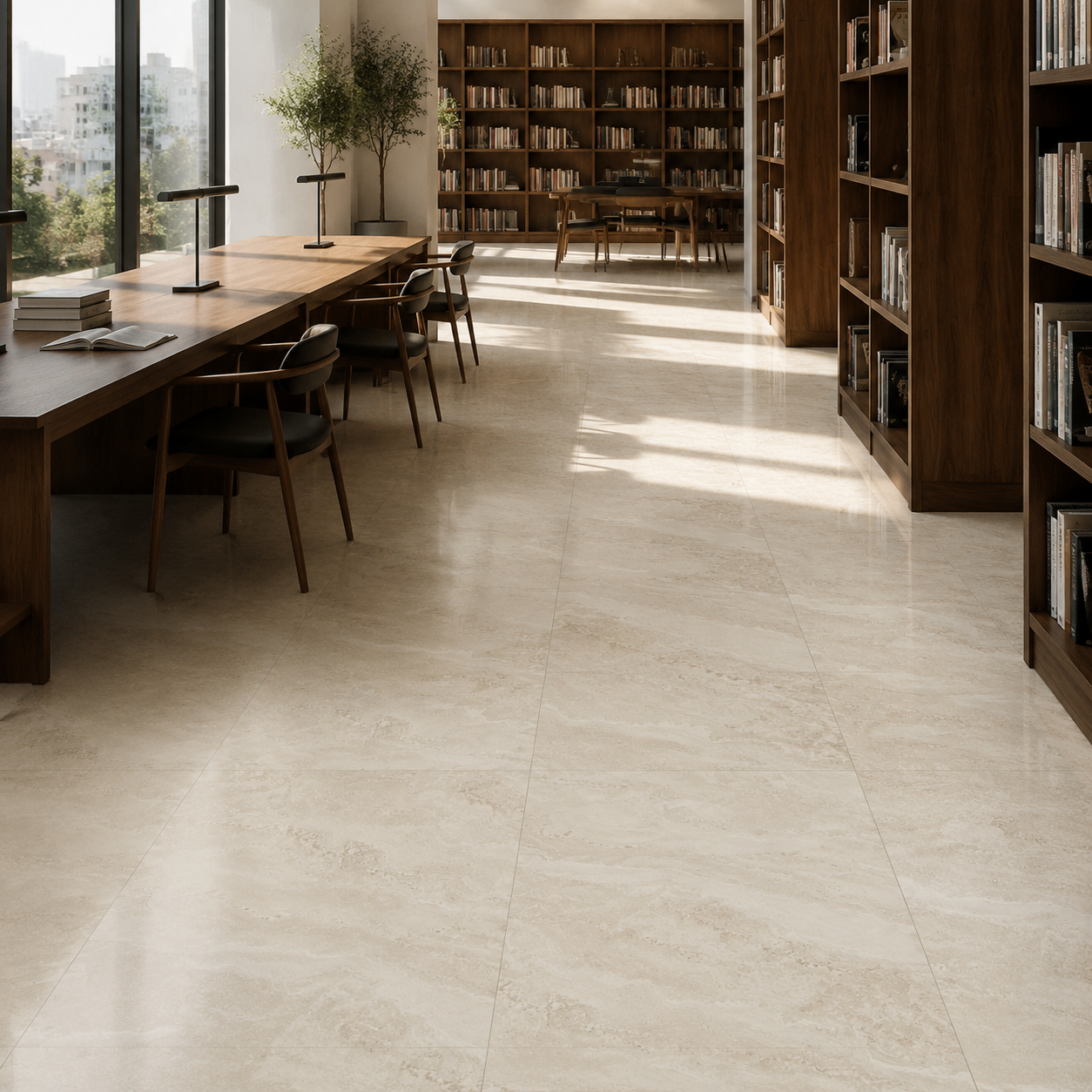 پروژه کتابخانه سرو — تراورتن آتشکوه ابر و بادی